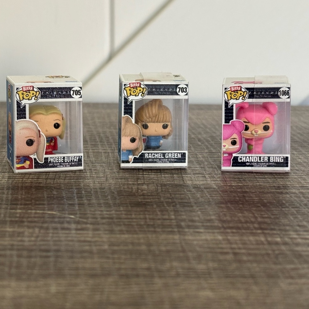 Funko Bitty Rachel Green, Phoebe Buffay, & Chandler Bing Pops